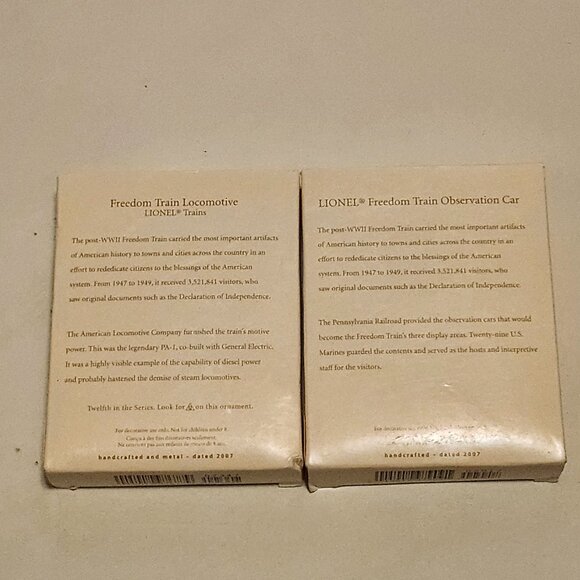 HALLMARK Keepsake Ornament Lot of 2 Freedom Train Locomotive + Observation Car - Picture 9 of 10